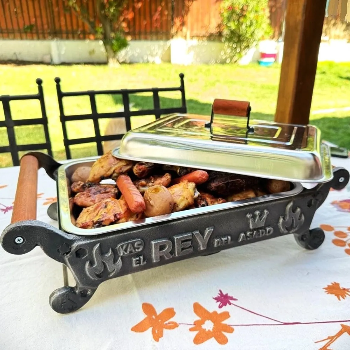 KAS - Parrilla Brasero para Mesa con Tapa El Rey del Asado