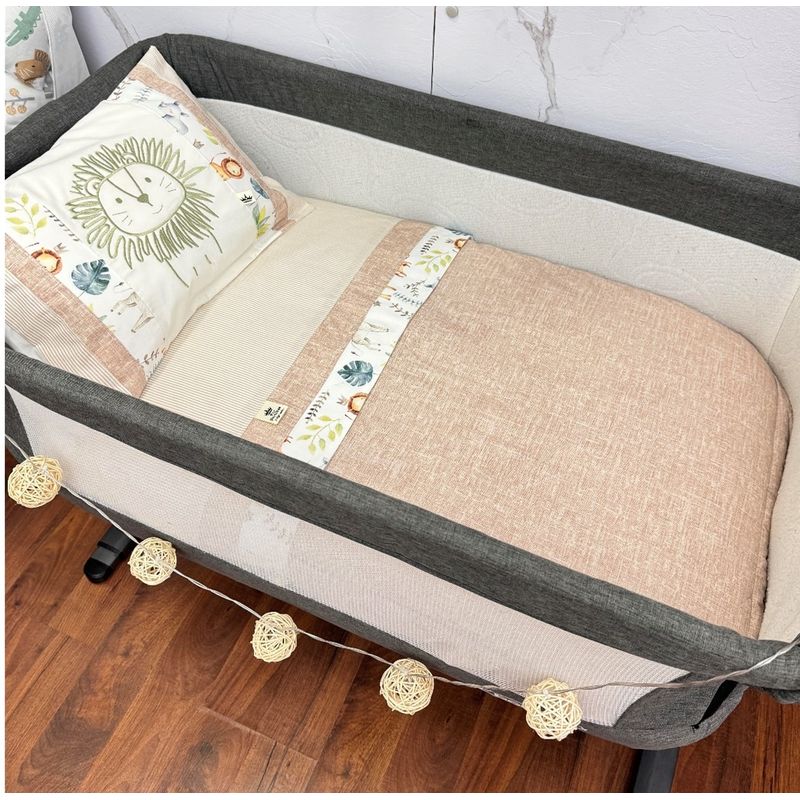 GENERICO - set para cuna colecho estrellas beige y gris colchón 50x85x5