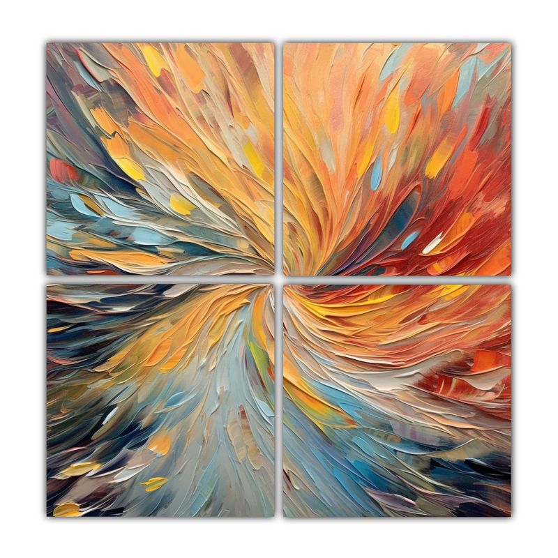 GENERICO - Cuatro Lienzos De Tela Con Delicadas Líneas 140x140 Cm
