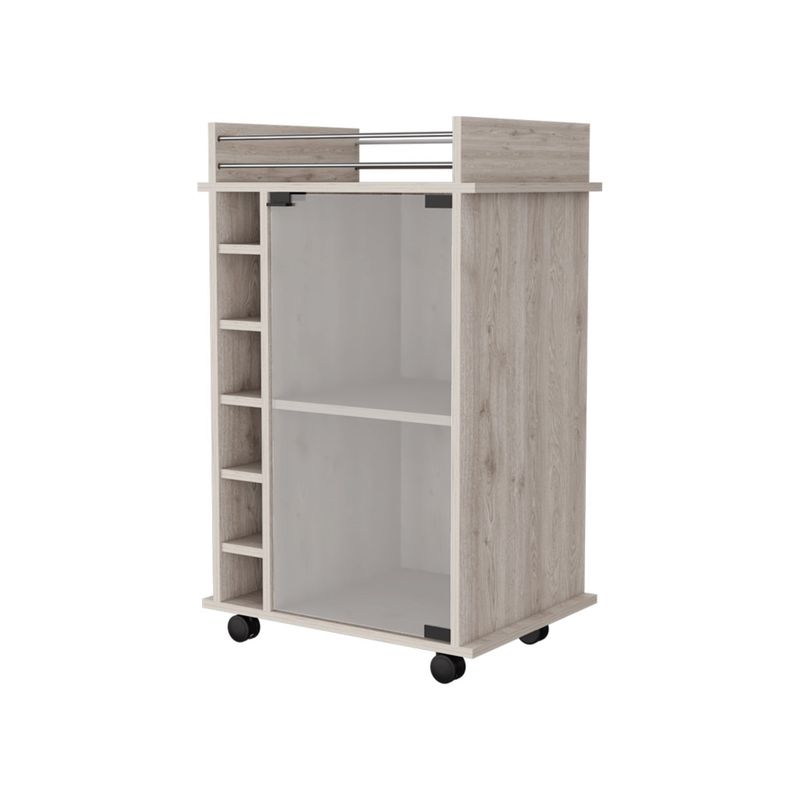 FMFURNITURE - Bar Bajo 6 Botelleros 1 Puerta De Vidrio Fm-009C - Cafe Claro