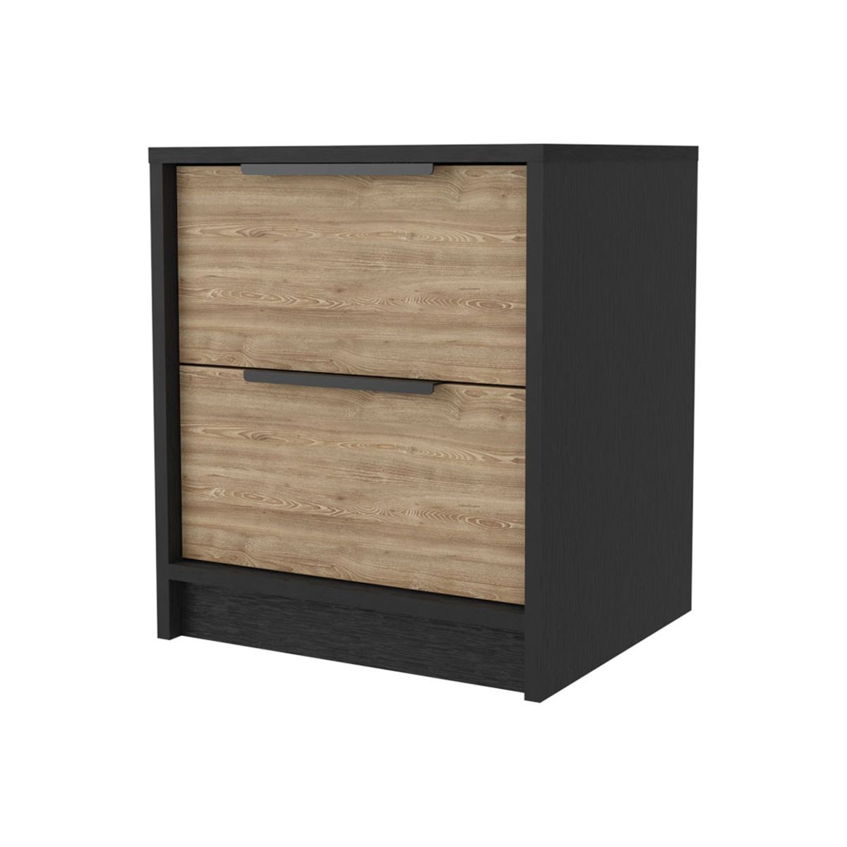 FMFURNITURE - Velador 2 Cajones - Negro 48x41x36.3 cm