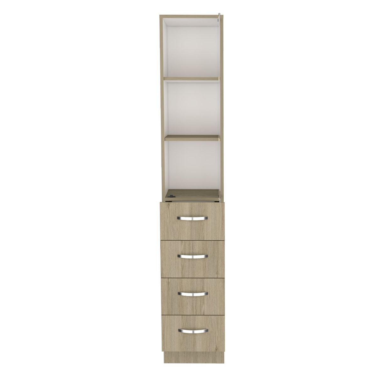 FMFURNITURE - Torre De Baño Con 4 Cajones - Café claro 173.5x30.4x44.9 cm