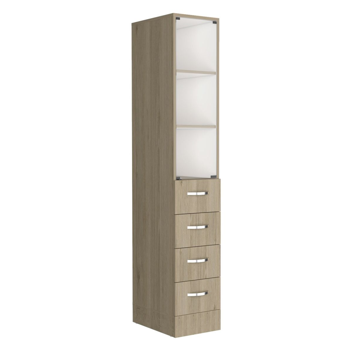 FMFURNITURE - Torre De Baño Con 4 Cajones - Café claro 173.5x30.4x44.9 cm