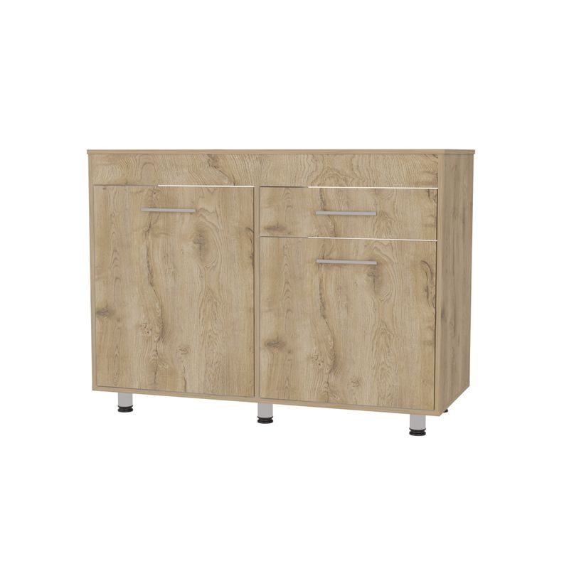 FMFURNITURE - Mueble Base 3 Puertas 1 Cajon Mealmina - Café Claro 169x60x35.1 cm.