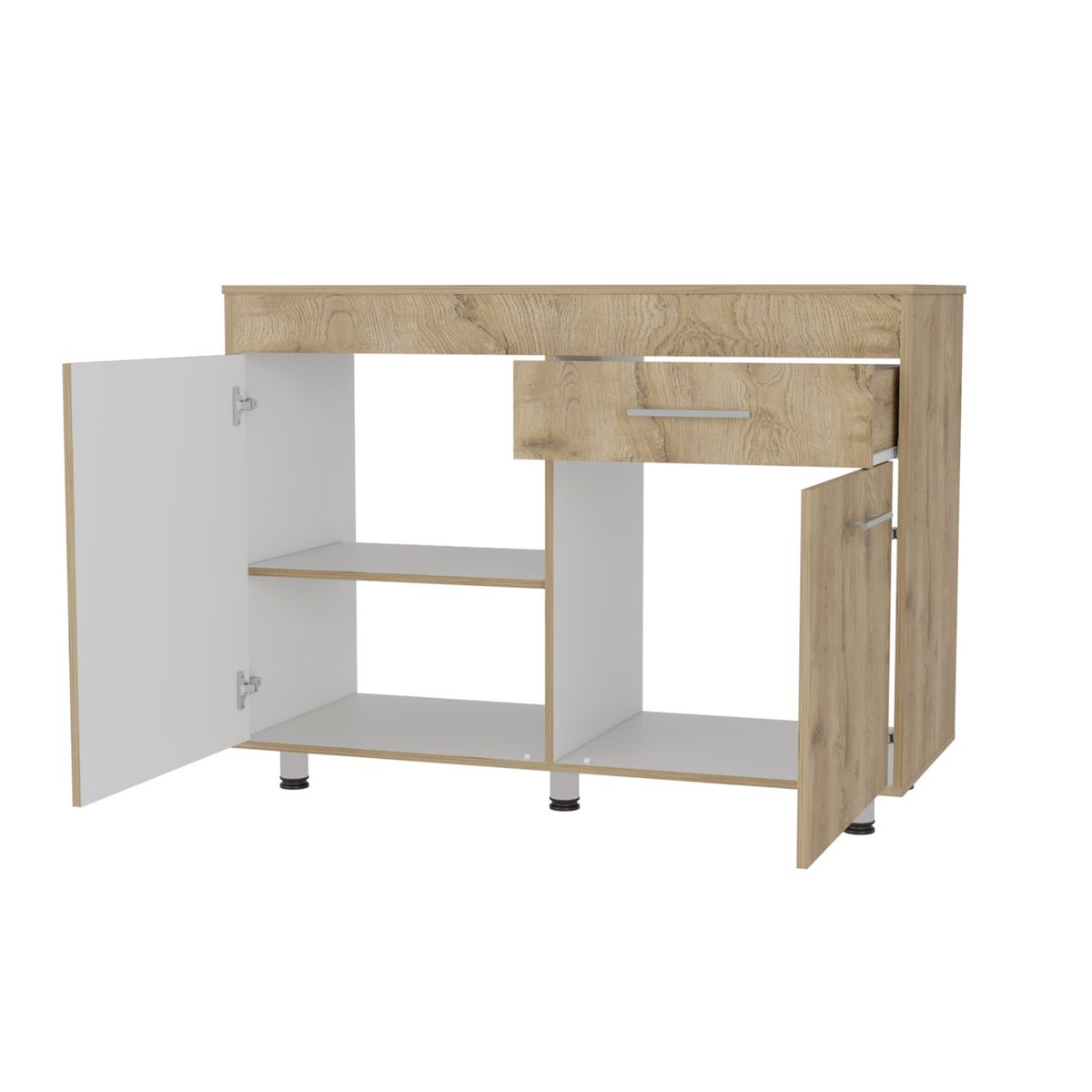 FMFURNITURE - Mueble Base 3 Puertas 1 Cajon Mealmina - Café Claro 169x60x35.1 cm