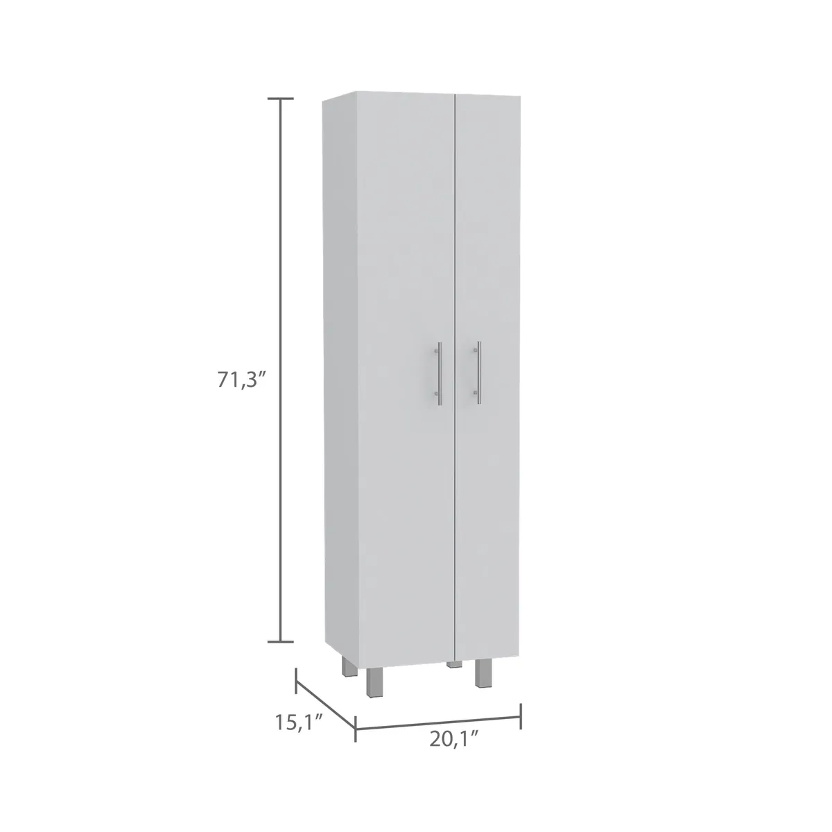 FMFURNITURE - Mueble De Aseo 2 Puertas Blanco 89.5x180.6x51.5 cm