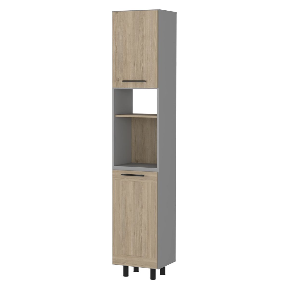 FMFURNITURE - Mueble Despensa 2 PuertasGris 205x60x51.3 cm