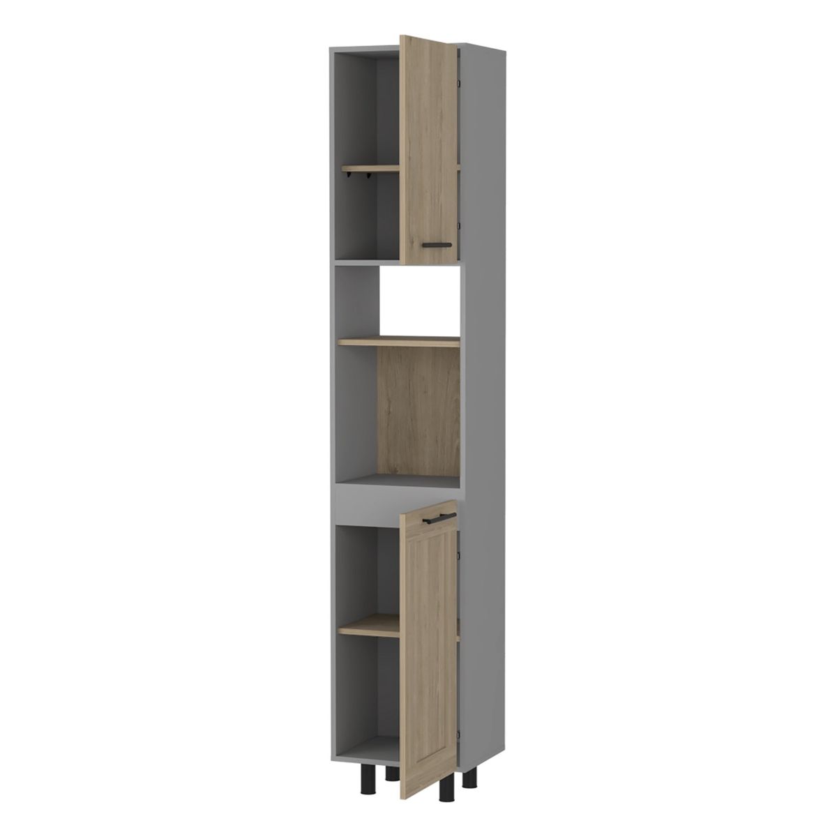 FMFURNITURE - Mueble Despensa 2 PuertasGris 205x60x51.3 cm
