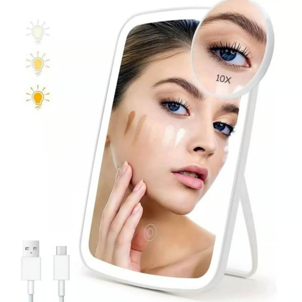 GENERICO - Espejo De Maquillaje Pantalla Táctil Con Luces Led Recargable