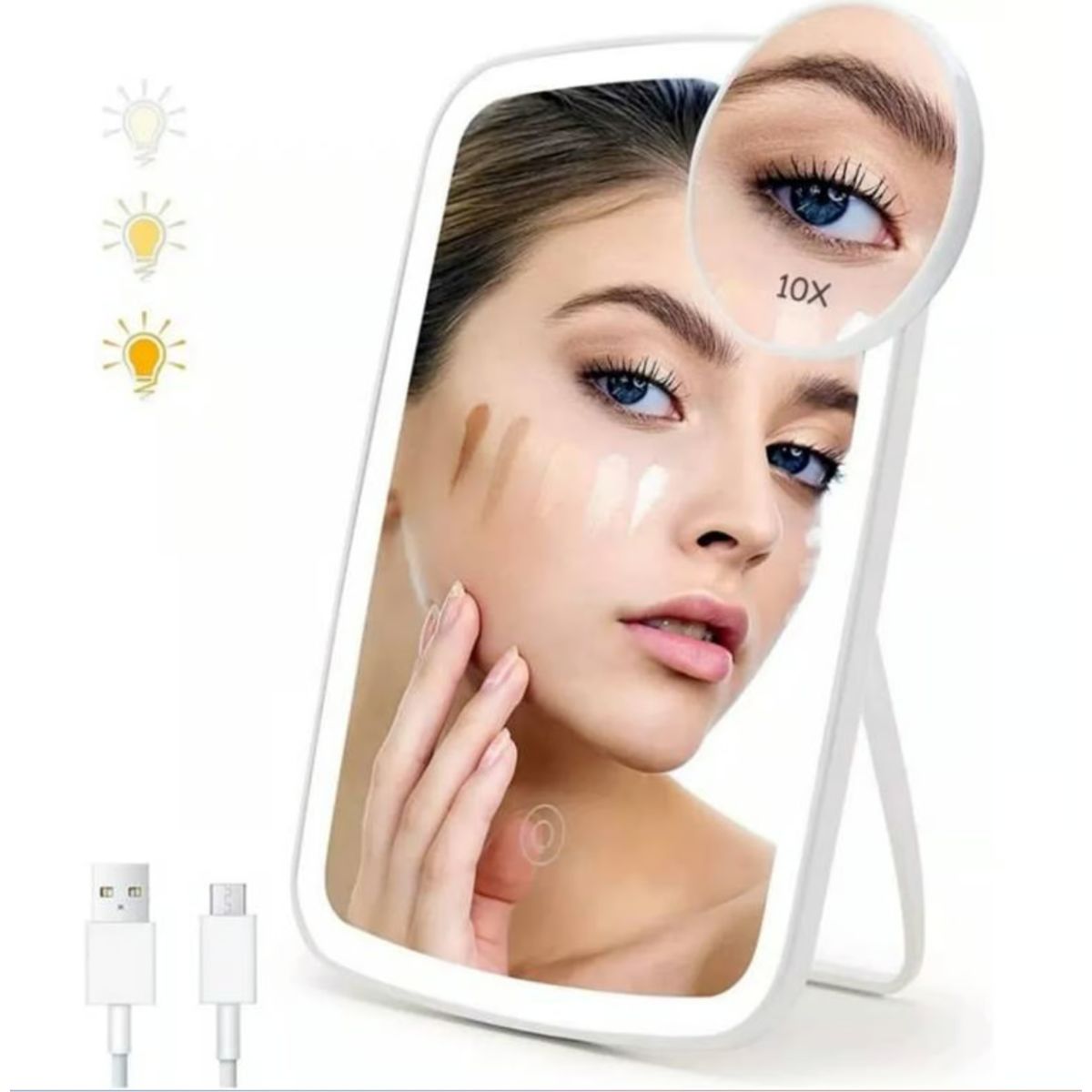 GENERICO - Espejo De Maquillaje Pantalla Táctil Con Luces Led Recargable