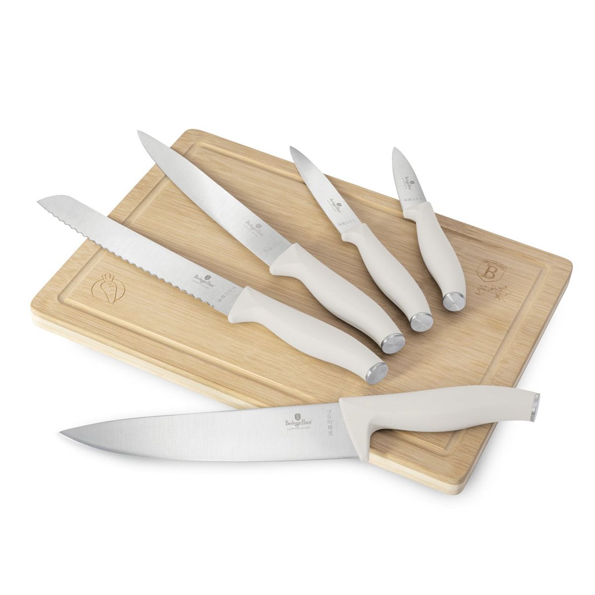 BERLINGER HAUS - SET DE CUCHILLOS 6 PZS CON TABLA SAHARA COLLECTION ACERO INOXIDABLE