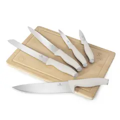 BERLINGER HAUS - SET DE CUCHILLOS 6 PZS CON TABLA SAHARA COLLECTION ACERO INOXIDABLE