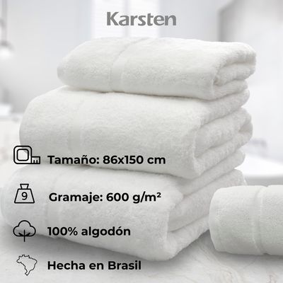 Imagen 2 del producto Toalla baño hotelera 600gr 100% algodón 86 x 150 cm Blanca