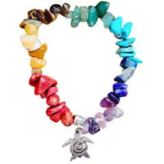 GENERICO - Pulsera 7 Chakras - 7 colores de Piedra Rústica