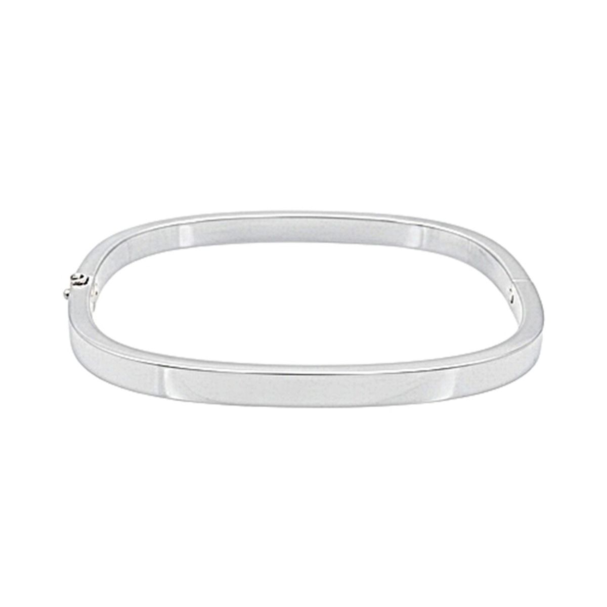 JOYAS MYTOKE - Esclava Brazalete Rigido Semi Cuadrada Pulsera Plata Fina 925