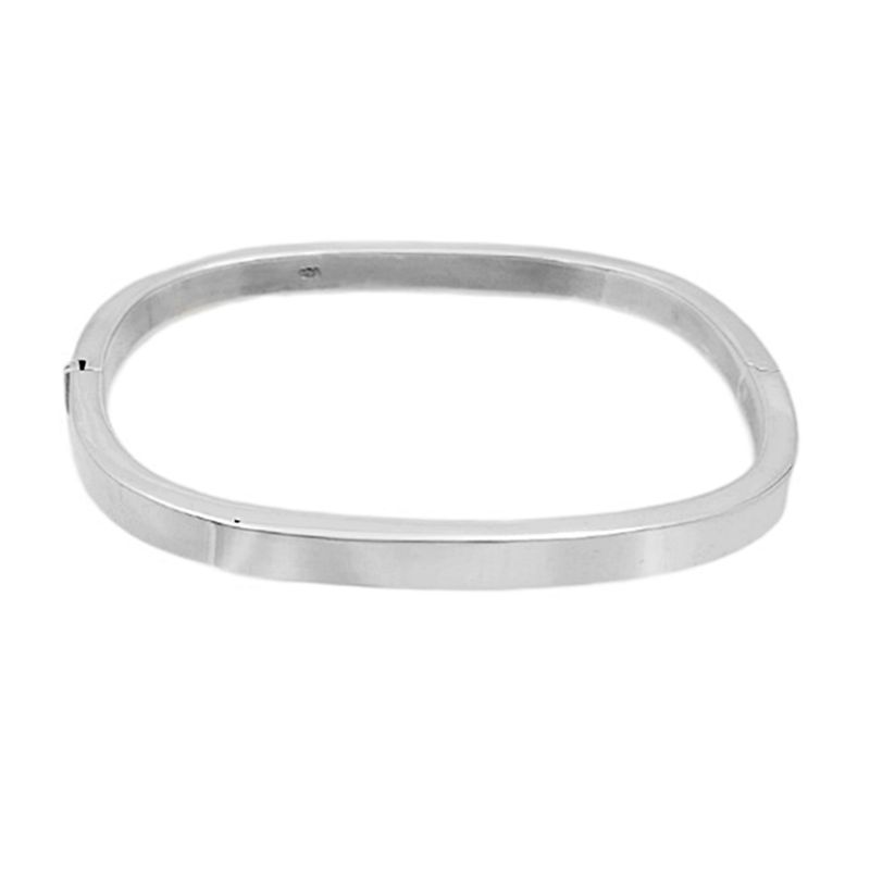 JOYAS MYTOKE - Esclava Brazalete Rigido Semi Cuadrada Pulsera Plata Fina 925