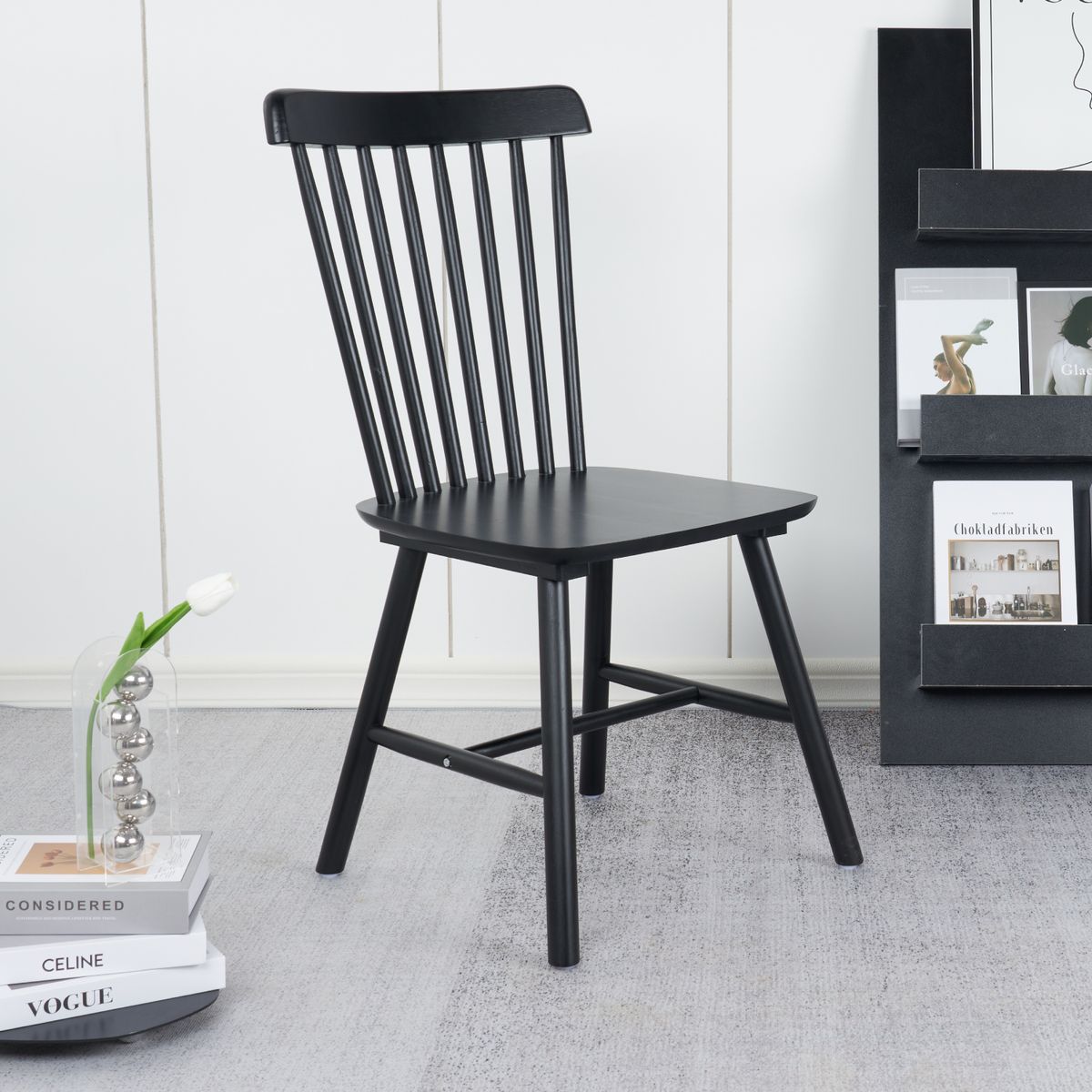 HABITA2 CHILE - Silla de Comedor Windsor de Madera Negro