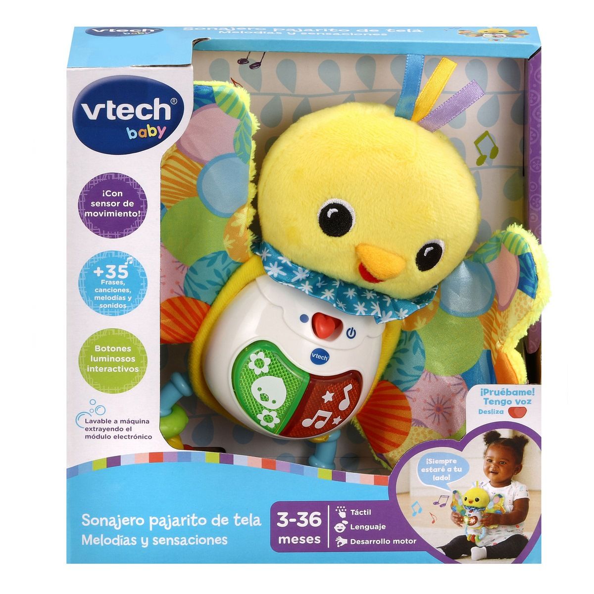 VTECH - Sonajero VTECH pajarito de tela melodías y sensaciones