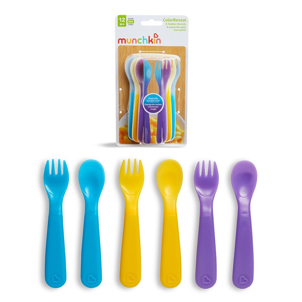 ANSALDO - Set de tenedor y cucharas Munchkin que cambian de color