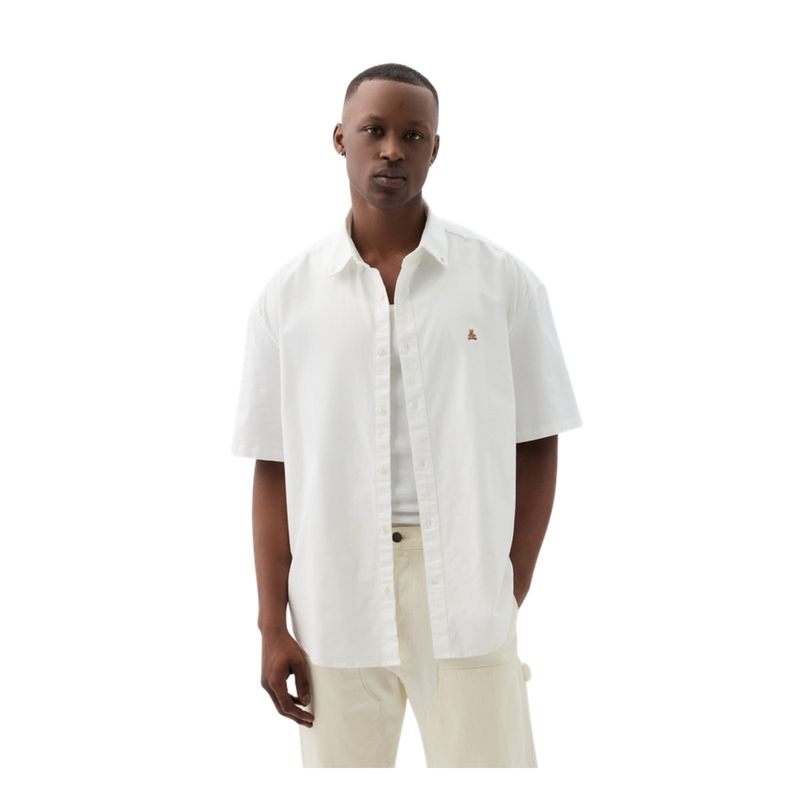 GAP - Camisa Oxford Manga Corta Hombre Blanco