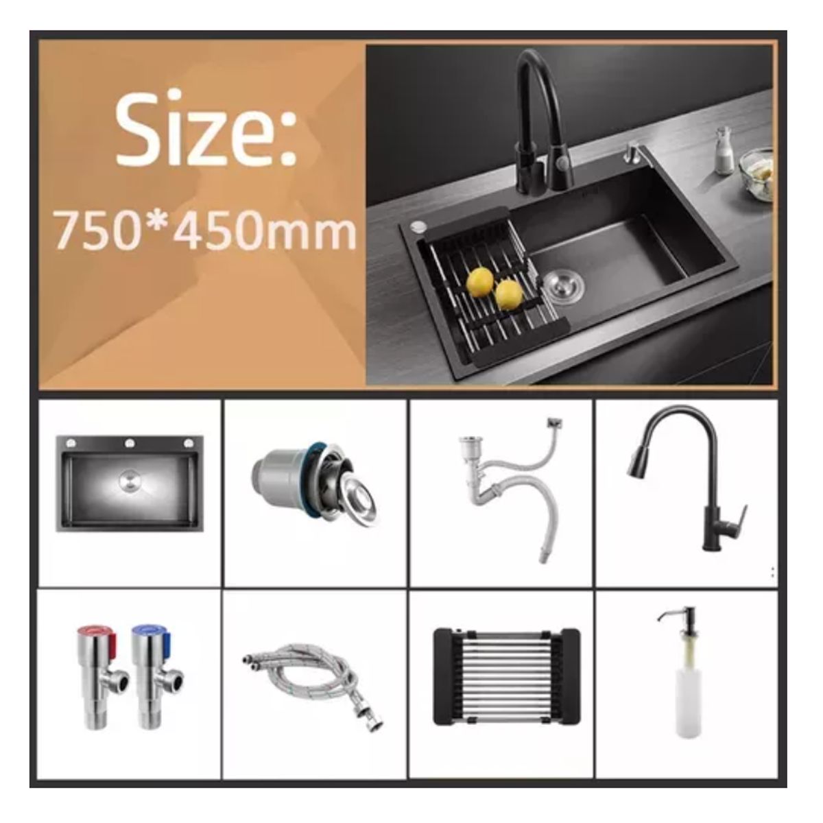 GENERICO - Fregadero De Cocina 75x45cm Acero Inoxidable Lavavajillas