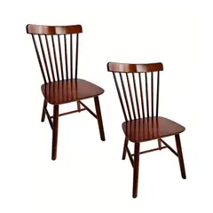GENERICO - Pack 2 Silla de Comedor Windsor de Madera Walnut