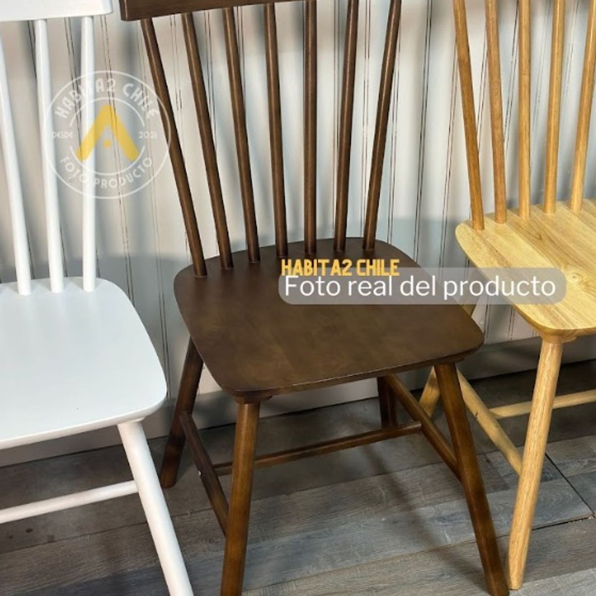 HABITA2 CHILE - Pack 2 Silla de Comedor Windsor de Madera Walnut