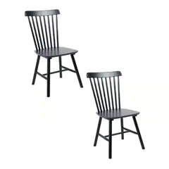 GENERICO - Pack 2 Silla de Comedor Windsor de Madera Negro
