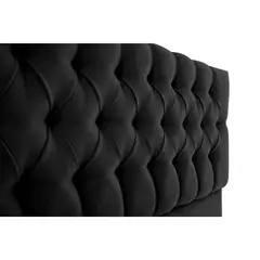 MUEBLES HVM - Respaldo Capitone Antonia HVM 1.5 plaza Negro Felpa