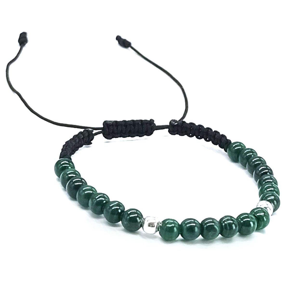 GENERICO - Pulsera Malaquita Verde Original Clase A y Plata