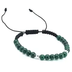 GENERICO - Pulsera Malaquita Verde Original Clase A y Plata