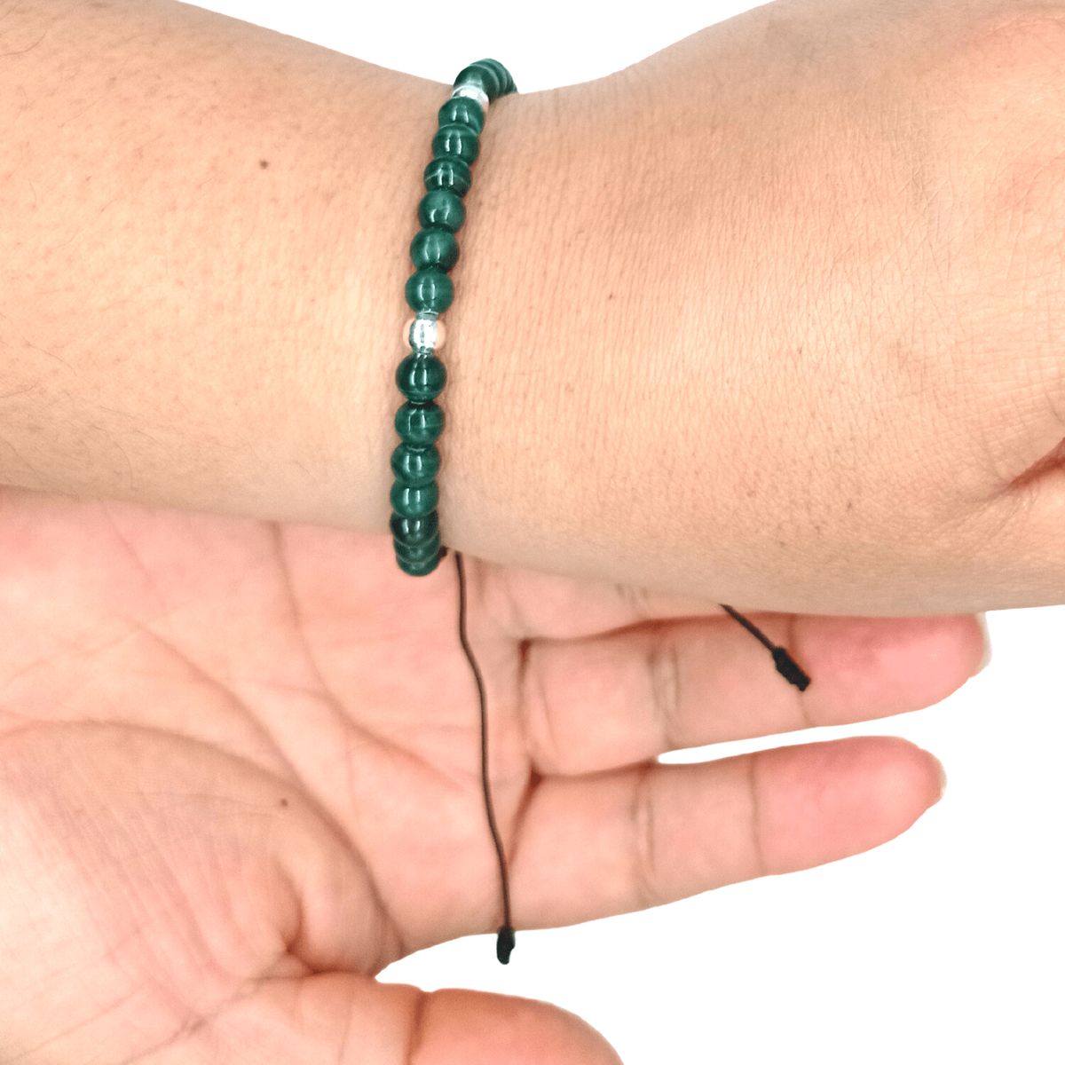 GENERICO - Pulsera Malaquita Verde Original Clase A y Plata