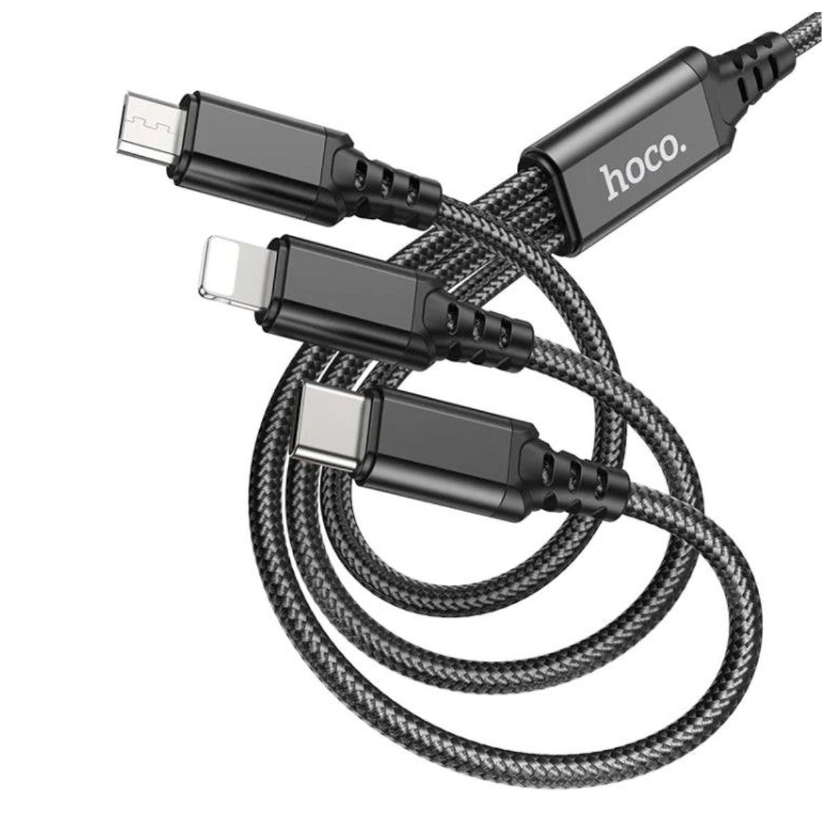 HOCO - Cable Usb 3 en 1 Negro