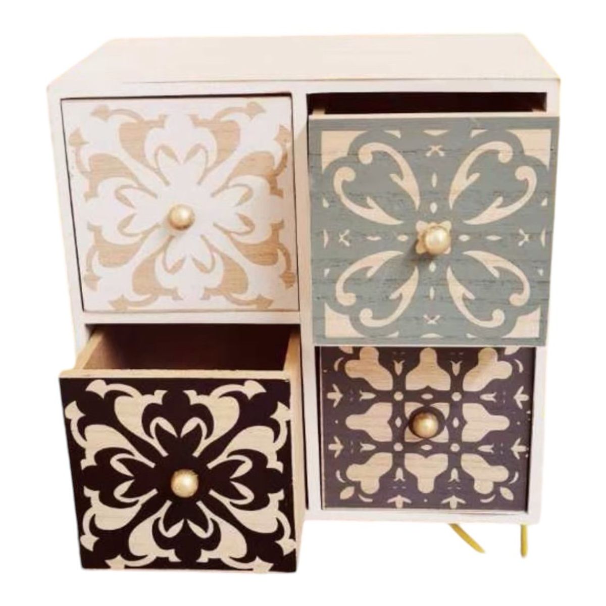 GENERICO - Organizador Madera 4 Cajones Entramado 22x12x26cm