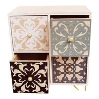 Organizador Madera 4 Cajones Entramado 22x12x26cm