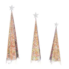 GENERICO - Árbol Pirámide de Navidad con Luz LED, Diseño Metálico, 2.1 metros