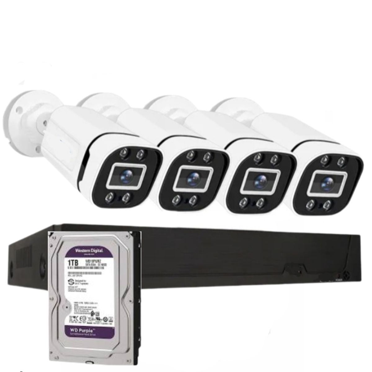 ARTIHOGAR - Kit Cctv Pro 4 Cámaras Smart Colorvu 2mp  Micrófono + Disco 1 Tera