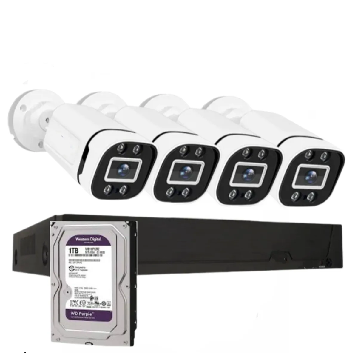 ARTIHOGAR - Kit Cctv Pro 4 Cámaras Smart Colorvu 2mp  Micrófono + Disco 1 Tera