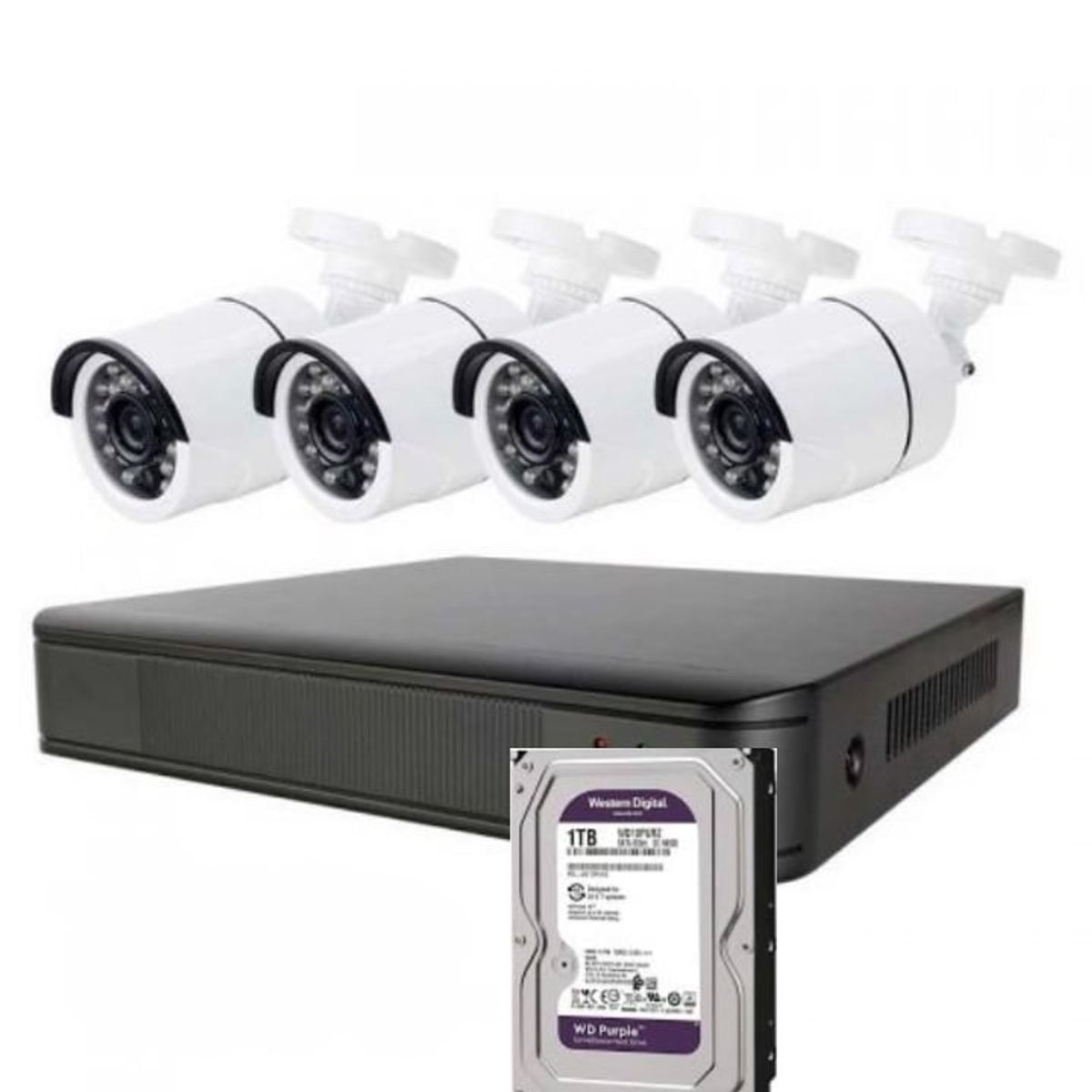 ARTIHOGAR - Kit Cctv 4 Cámaras 2 MP con Disco Duro 1 Terabyte 1080P