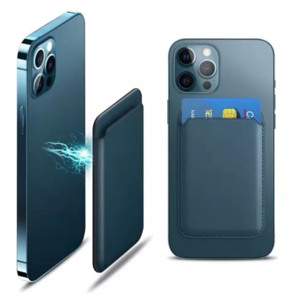 GENERICO - Tarjetero Magnético Magsafe de Silicone Azul Marino