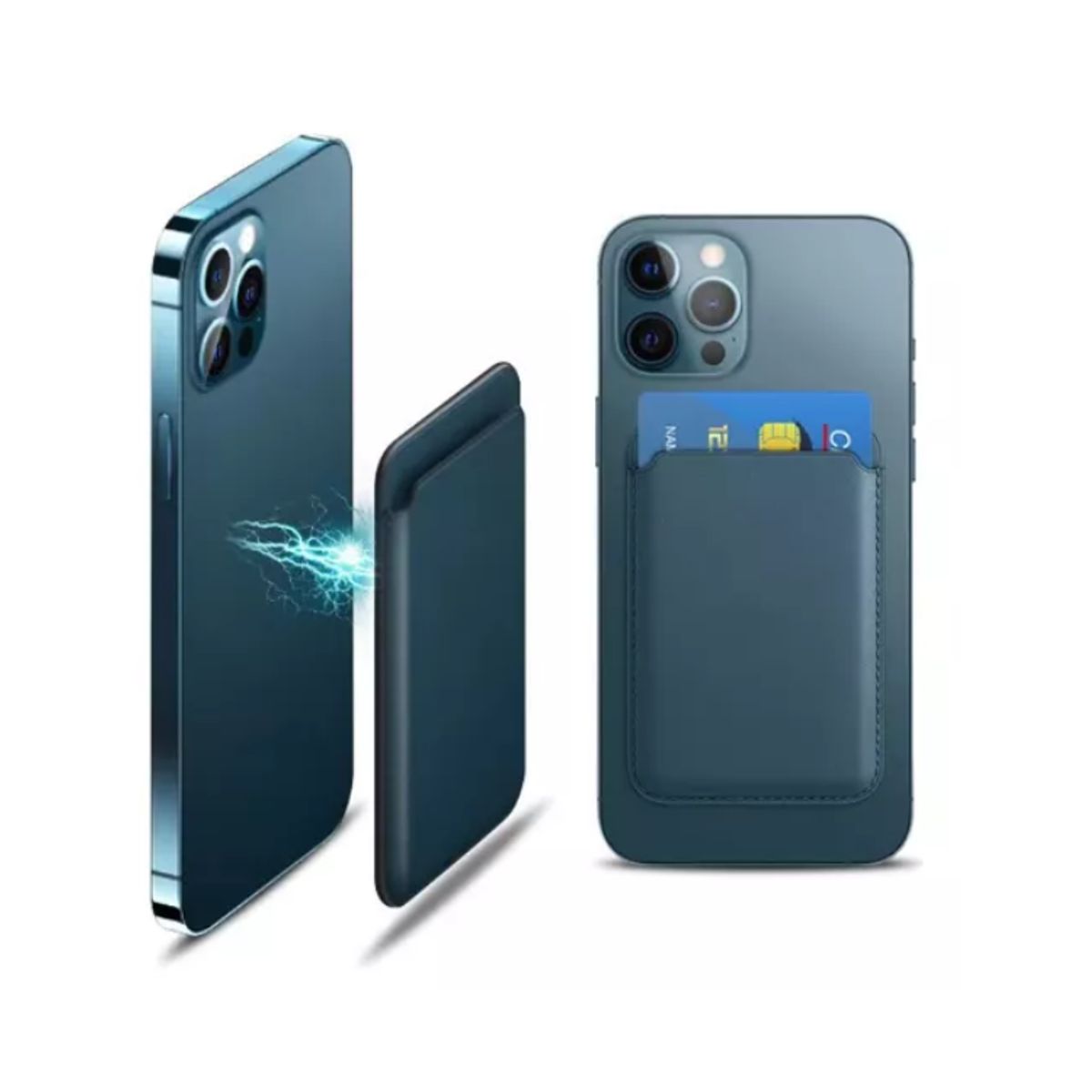 GENERICO - Tarjetero Magnético Magsafe de Silicone Azul Marino