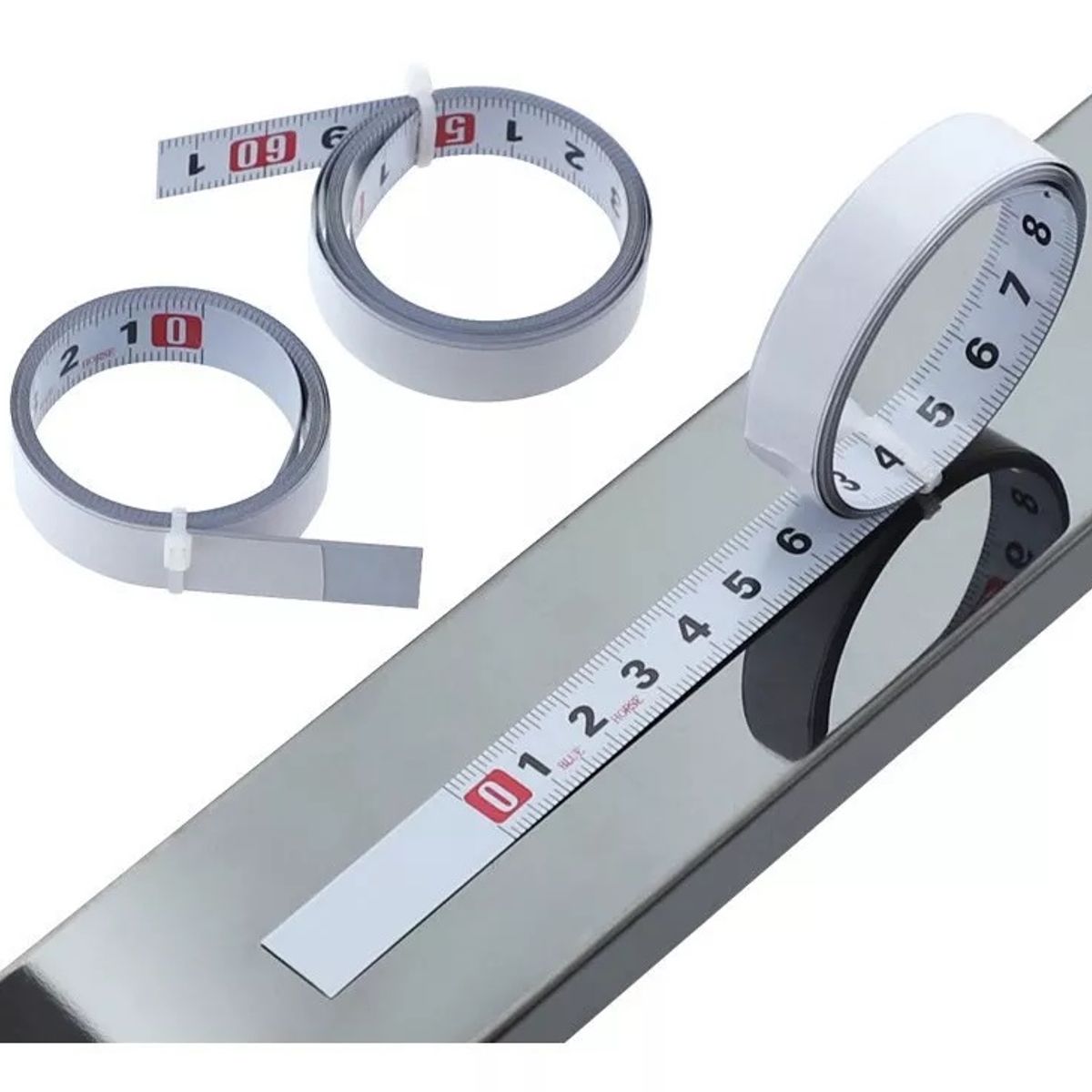 GENERICO - Cinta Métrica Adhesiva Metálica 0 De Izq A Der Largo 4 Mt