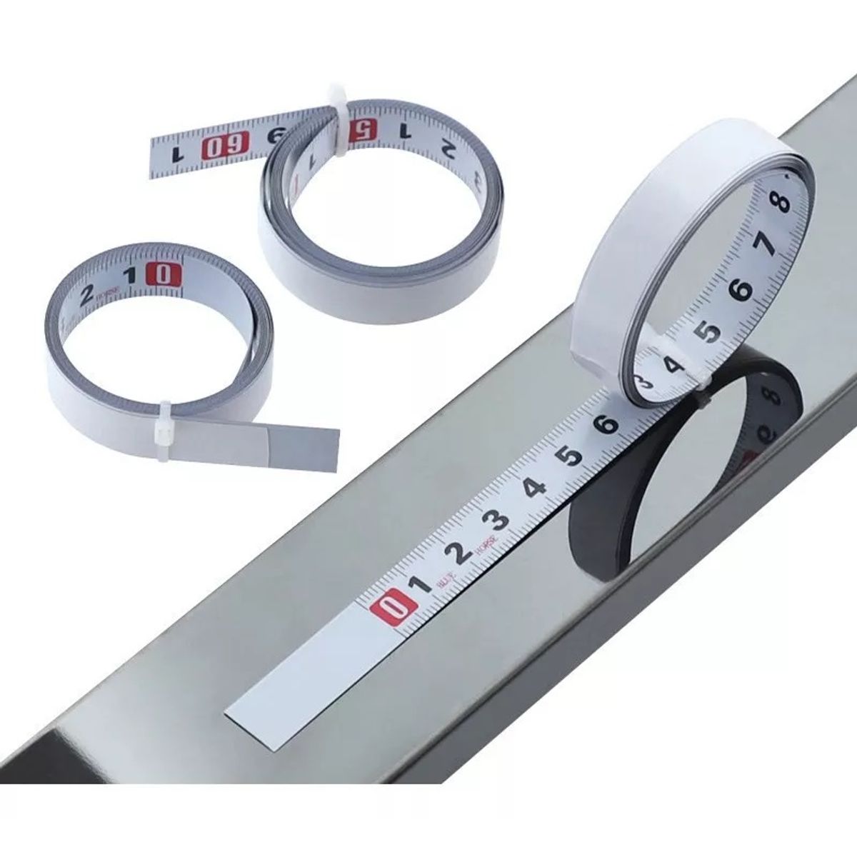 GENERICO - Cinta Métrica Adhesiva Metálica 0 De Izq A Der Largo 4 Mt