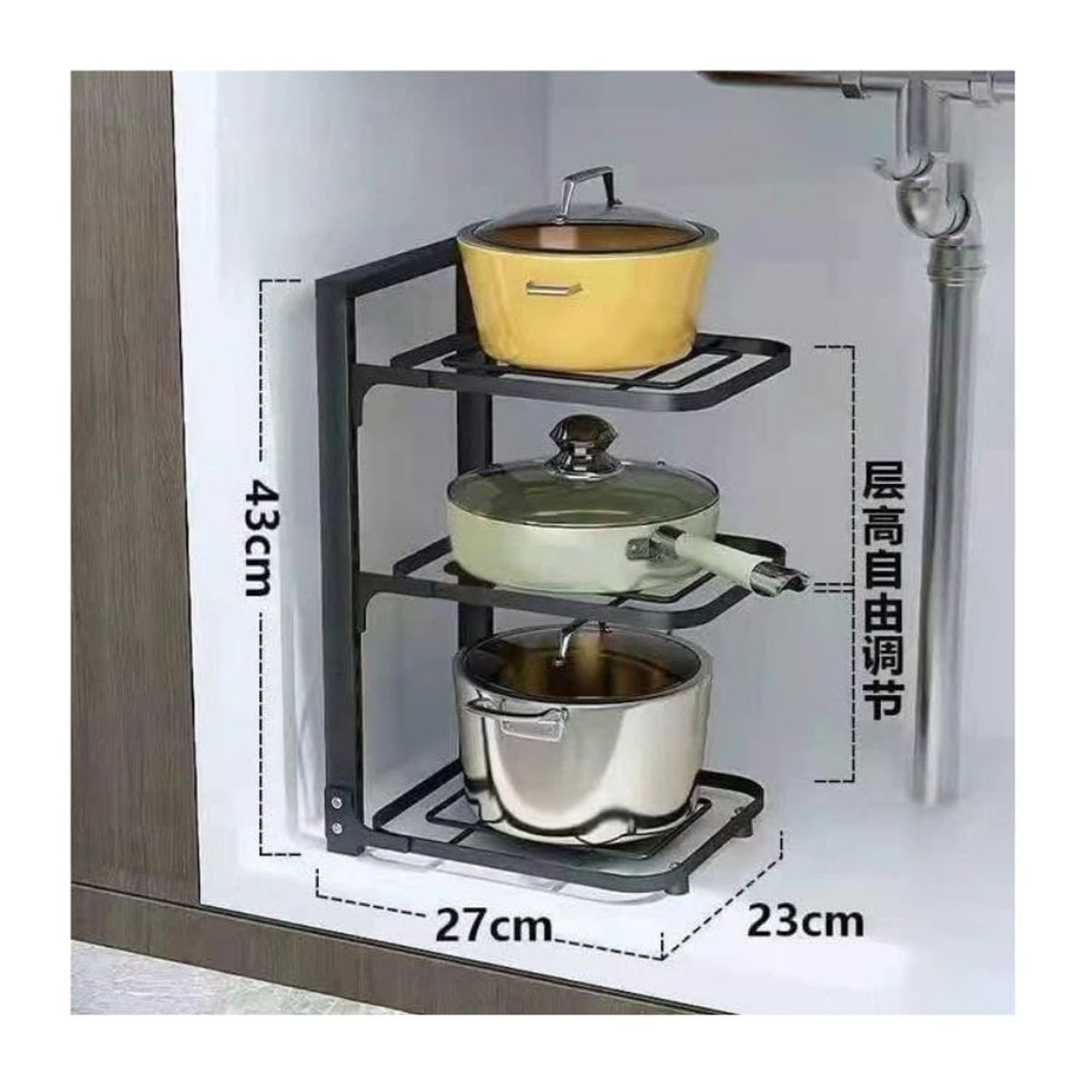 GENERICO - Organizador Estante Multiuso Cocina Platos Ollas 3 Niveles