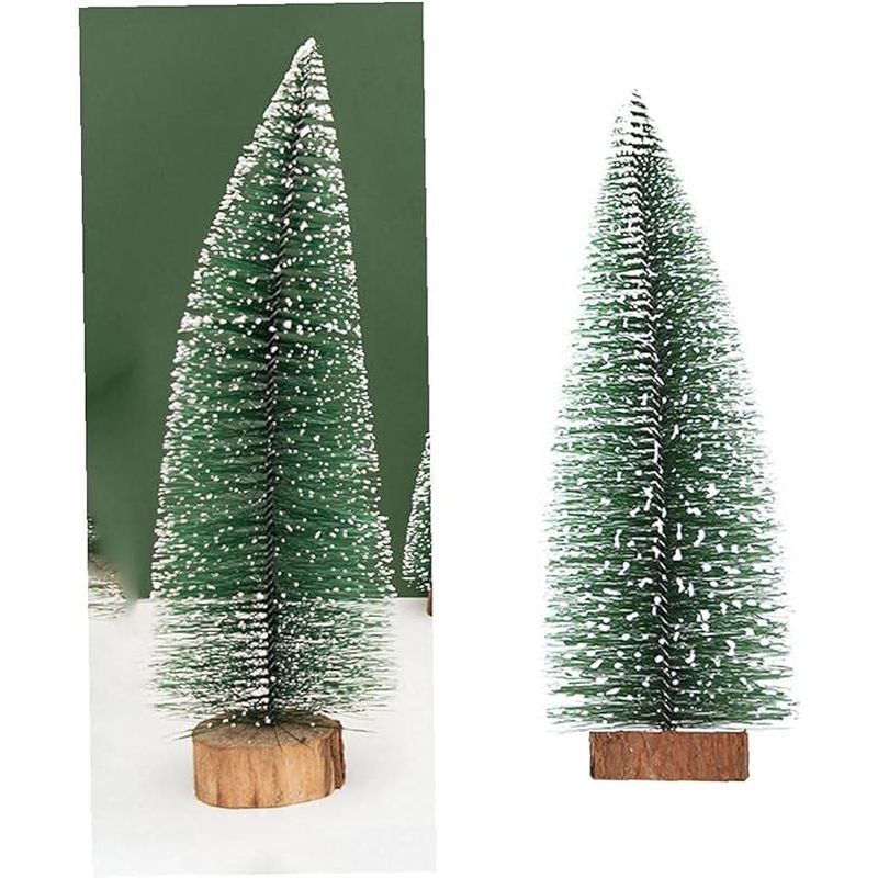 GENERICO - Mini Árbol De Navidad Pino Nevado Con Base De Madera 32 CMS