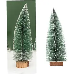 GENERICO - Mini Árbol De Navidad Pino Nevado Con Base De Madera 32 CMS