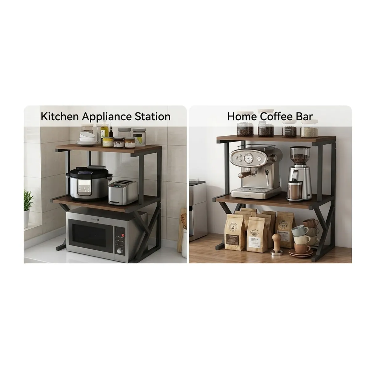 GENERICO - Estante Cocina Para Horno Microondas Rack Organizador Cafe-Negro