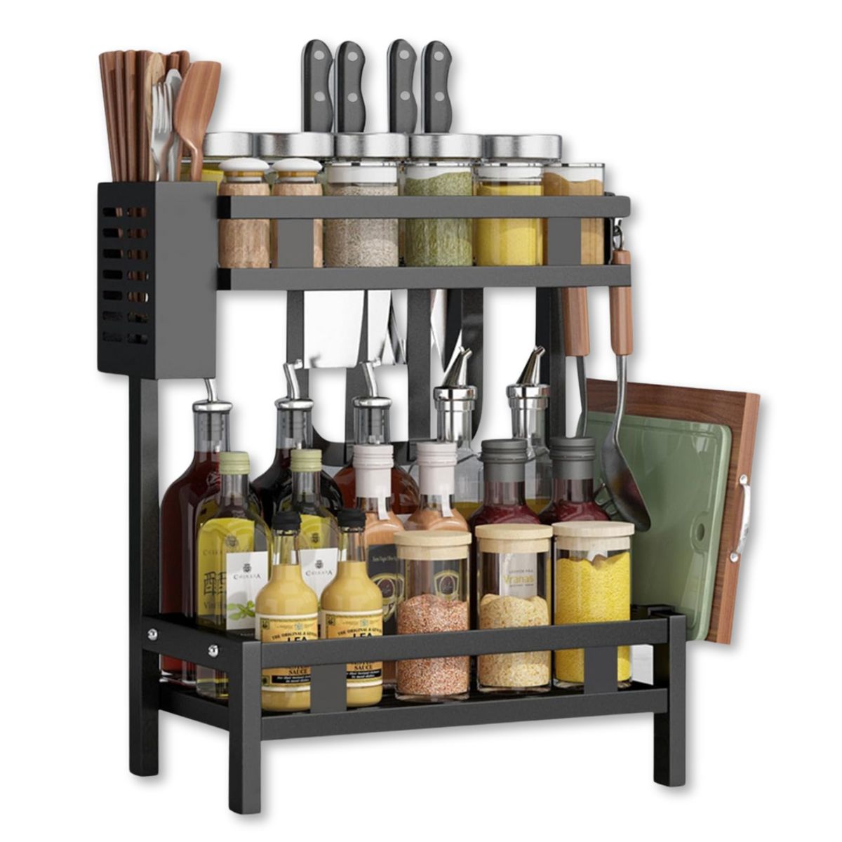 UTILISIMO - Estante Especias Organizador Cocina Especiero 2 Niveles Multifuncional