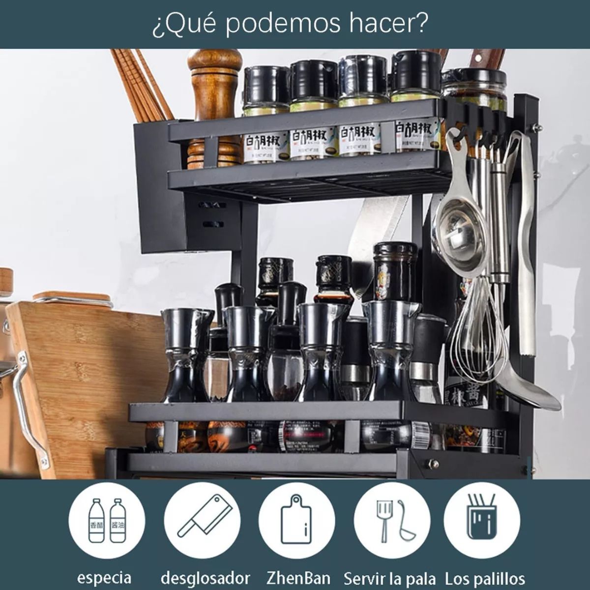 UTILISIMO - Estante Especias Organizador Cocina Especiero 2 Niveles Multifuncional