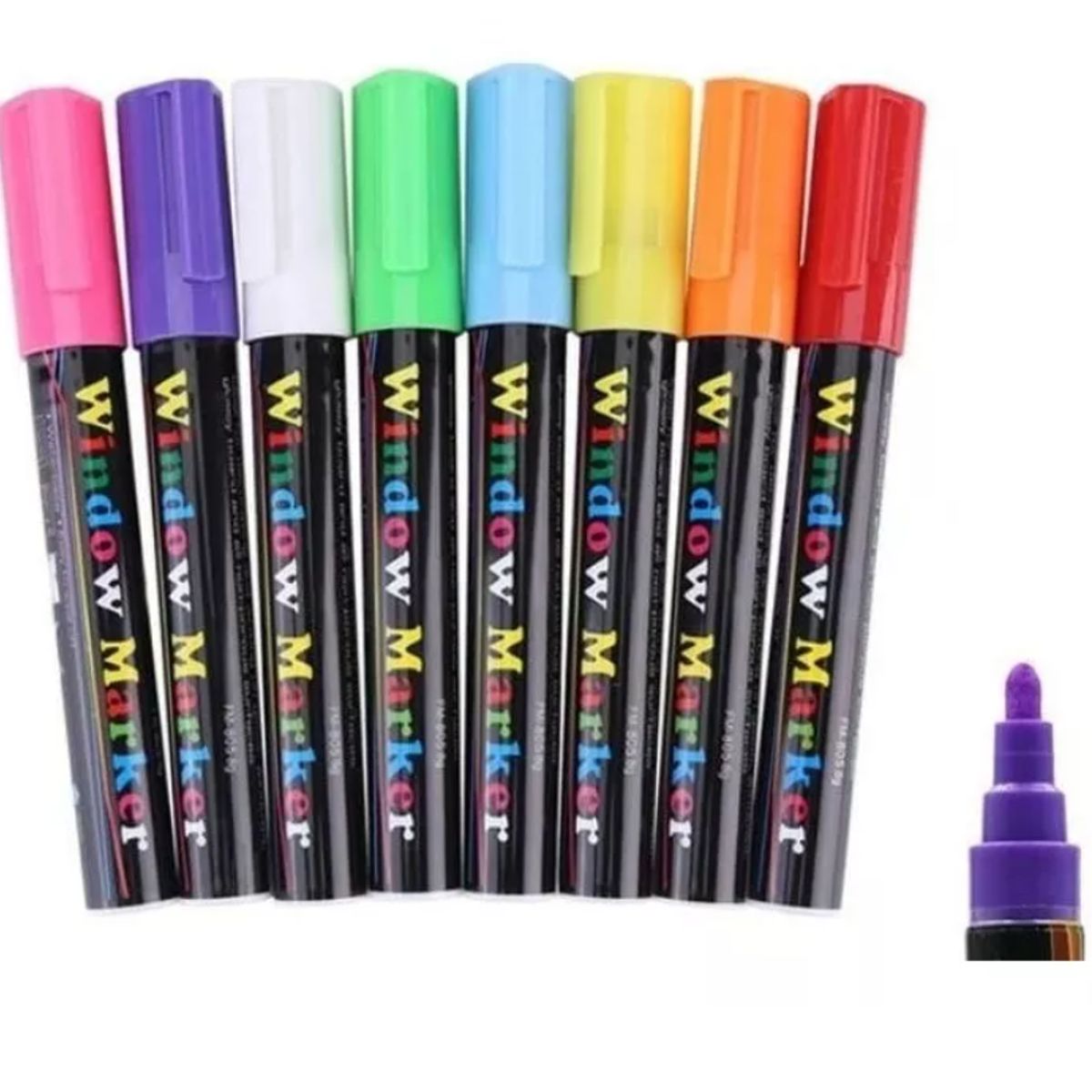 GENERICO - Kit 8 Plumones Tiza Liquida Para Pizarra Led, Vidrio, Fluor